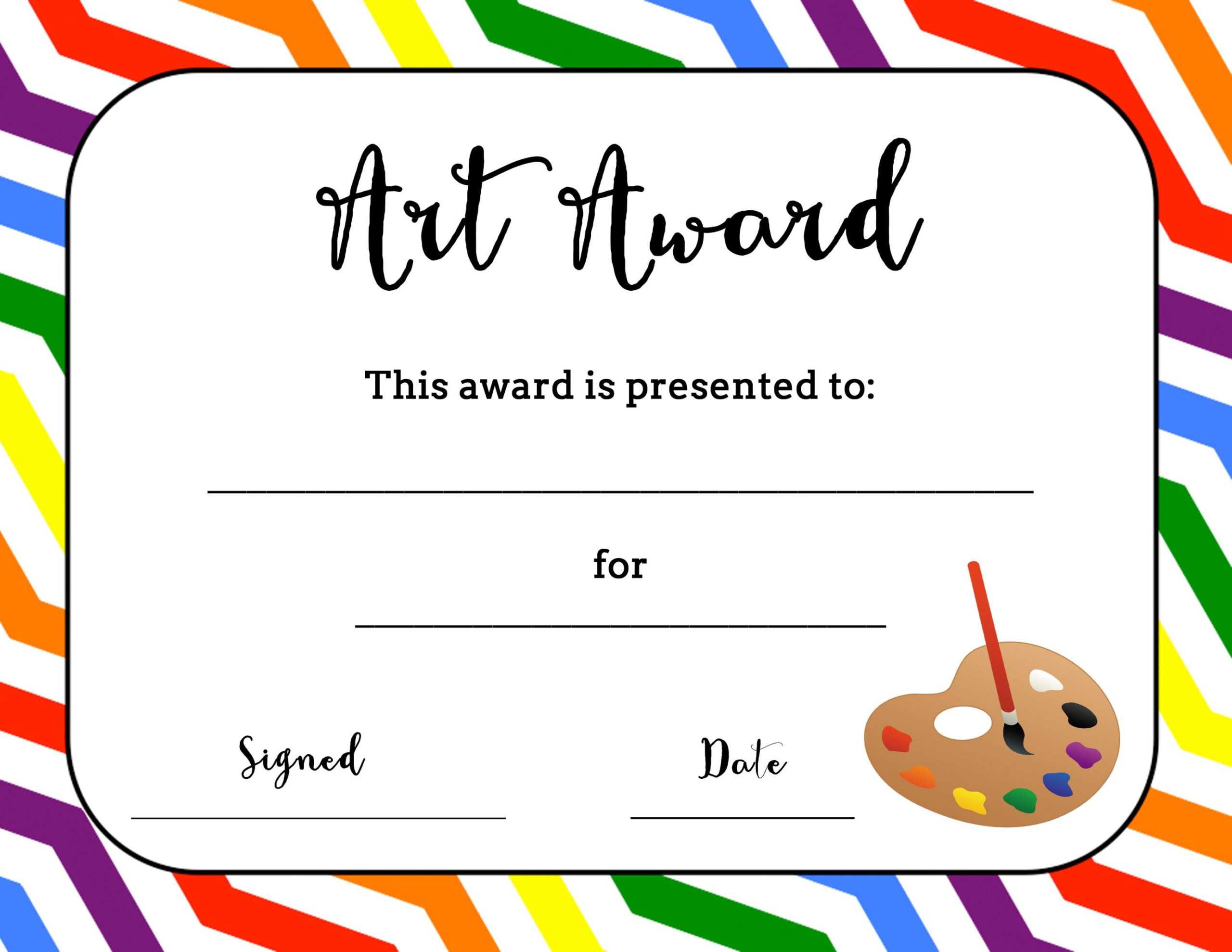 Art Award Certificate (Free Printable) | Art Classroom In Classroom Certificates Templates