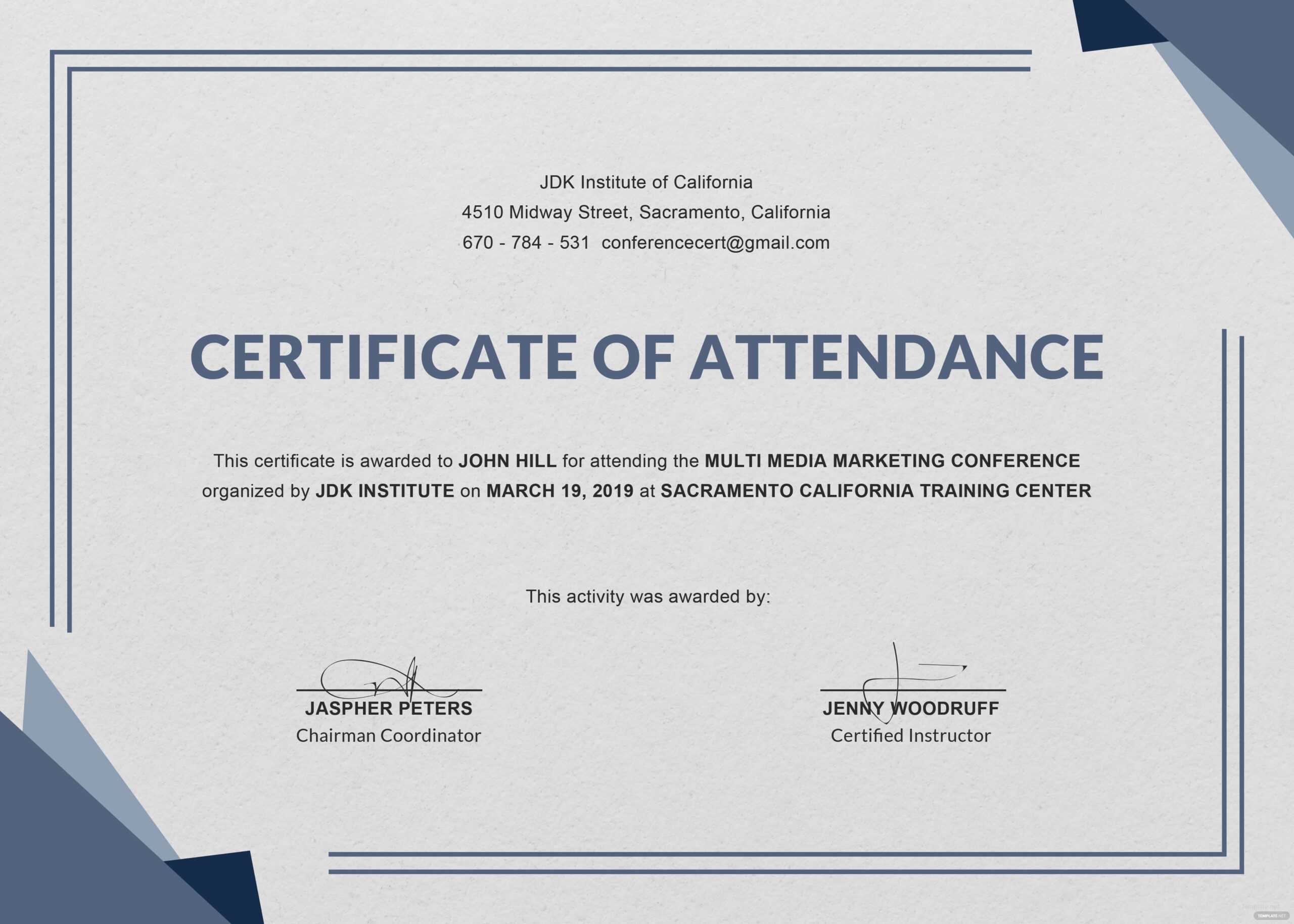 Attendance Certificate Template Free Perfect Employee Word Inside Perfect Attendance Certificate Template