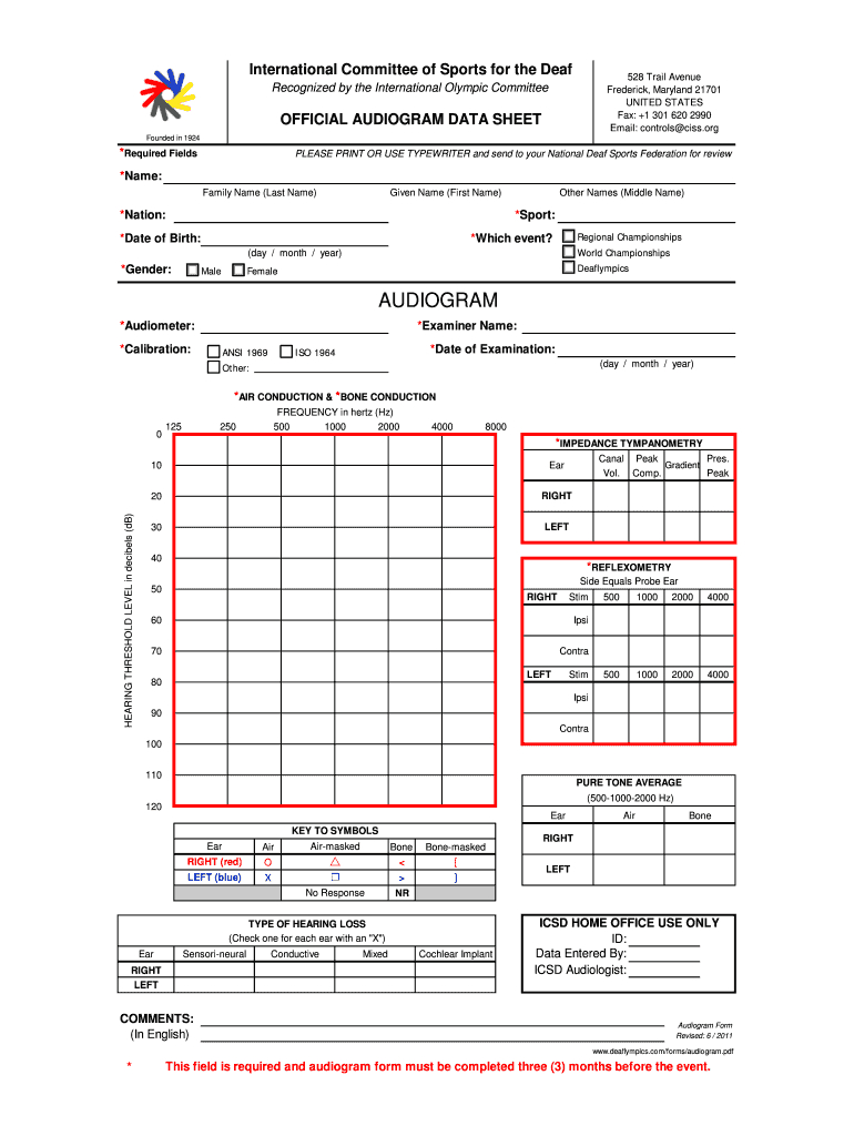 Audiogram - Fill Online, Printable, Fillable, Blank | Pdffiller Pertaining To Blank Audiogram Template Download