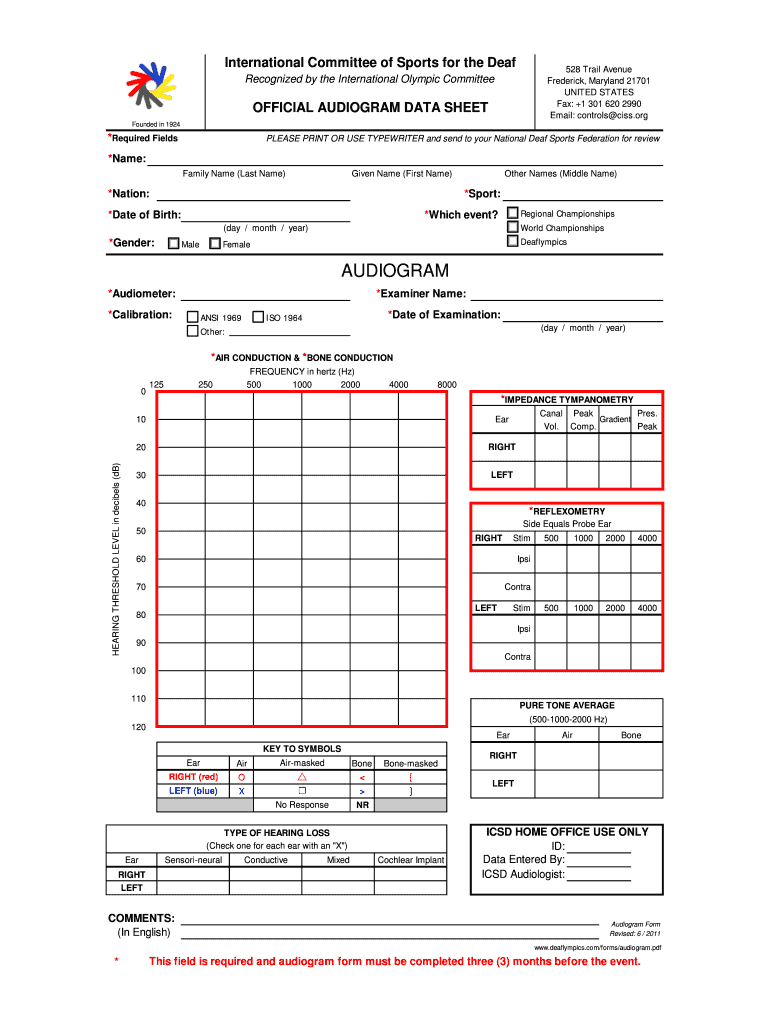 Audiogram – Fill Online, Printable, Fillable, Blank | Pdffiller Pertaining To Blank Audiogram Template Download