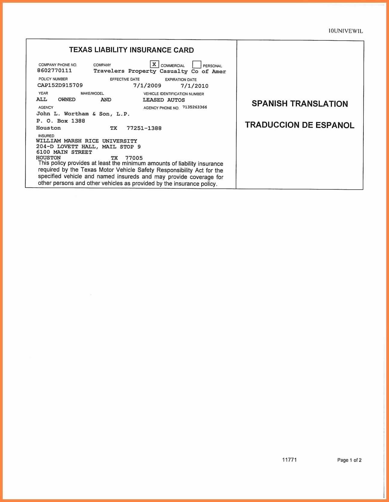 Free Fake Auto Insurance Card Template Printable Templates