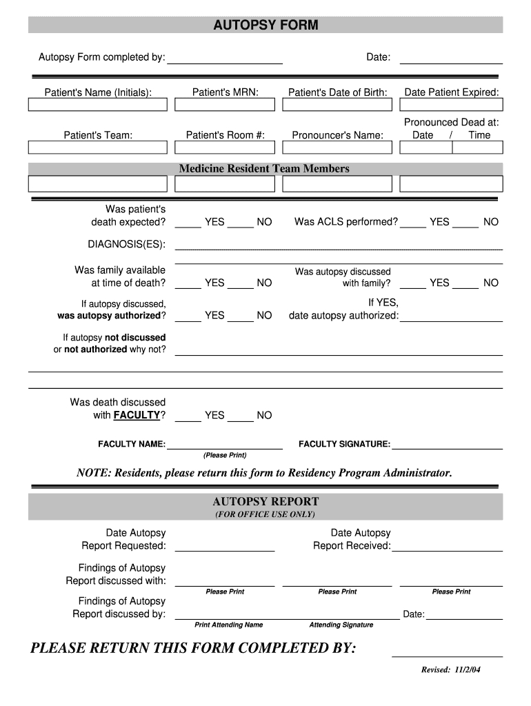 Autopsy Report Template - Fill Online, Printable, Fillable Throughout Coroner's Report Template