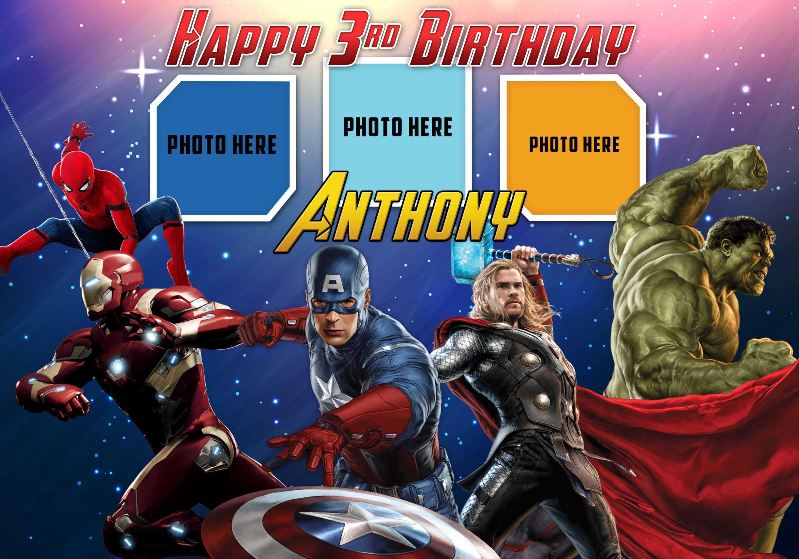 Avengers Birthday Tarpaulin Template | Dioskouri Designs Intended For Avengers Birthday Card Template
