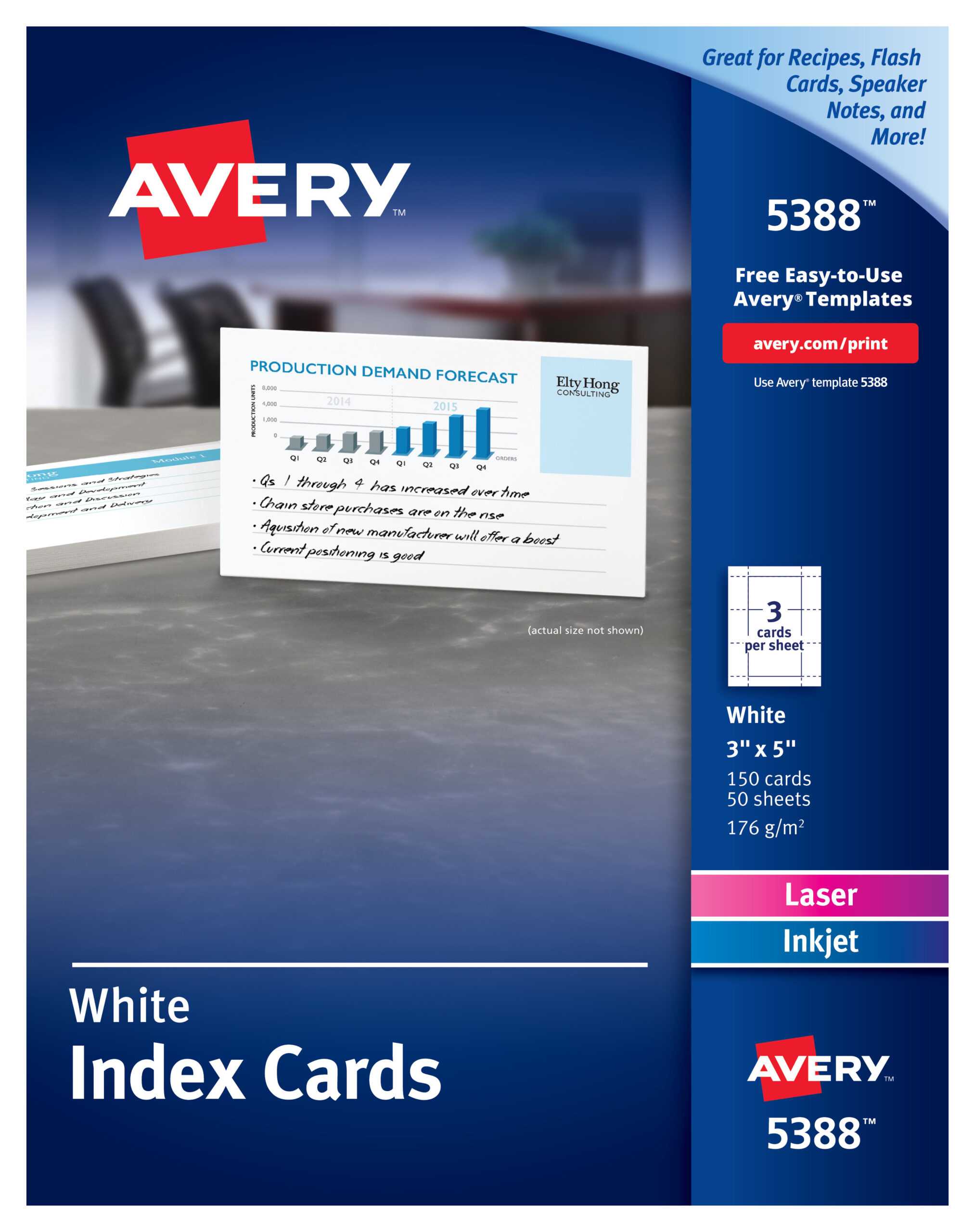 Avery Index Cards, Two Sided Printing, 3" X 5", 150 Cards (5388) –  Walmart Regarding 3X5 Blank Index Card Template