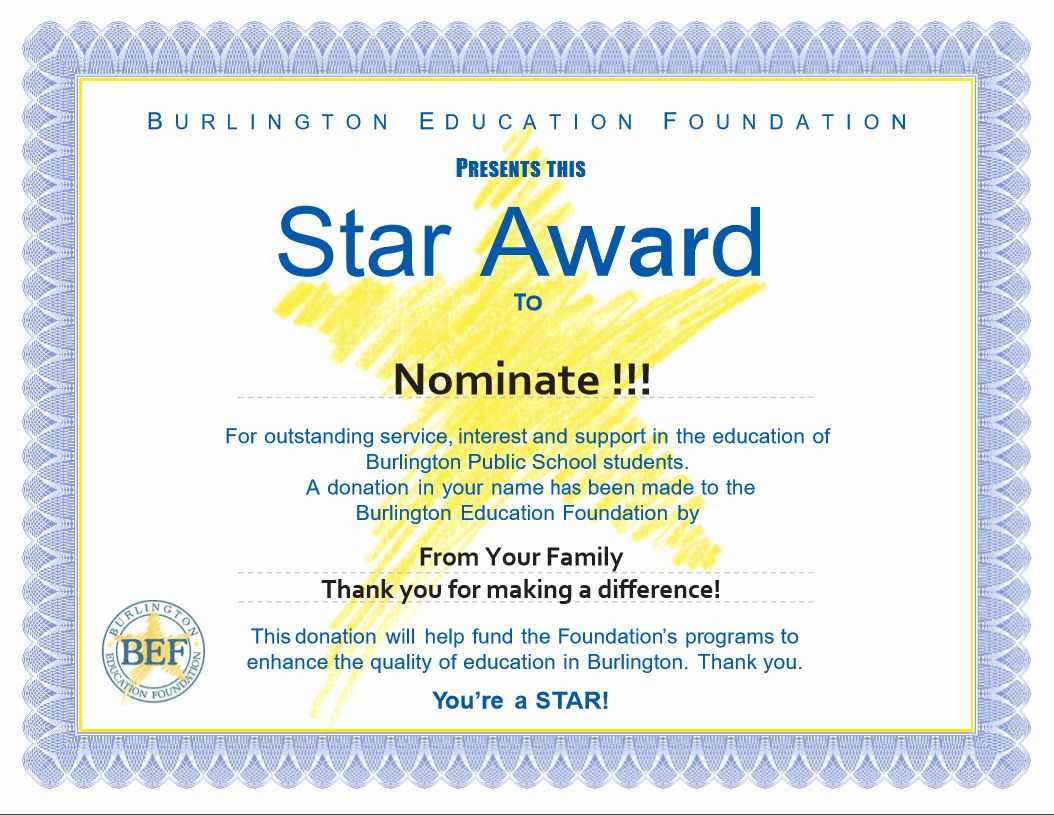 Award Certificate Template Free Fresh Star Awards Burlington For Star Award Certificate Template