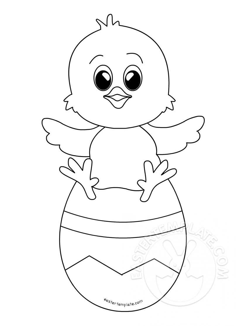 Baby Chick Sitting On Easter Egg | Easter Template Inside Easter Chick Card Template
