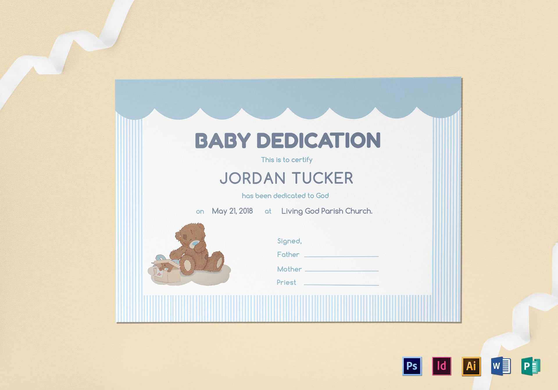 Baby Dedication Certificate Template Inside Baby Dedication Certificate Template