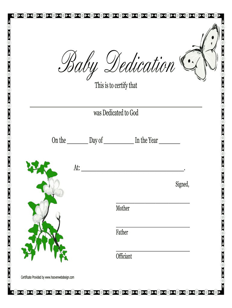 Baby Dedication Certificates Printable – Fill Online With Baby Dedication Certificate Template