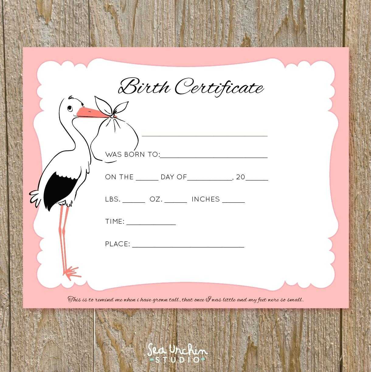 Baby Doll Birth Certificate Template Or With Free Printable Pertaining To Baby Doll Birth Certificate Template
