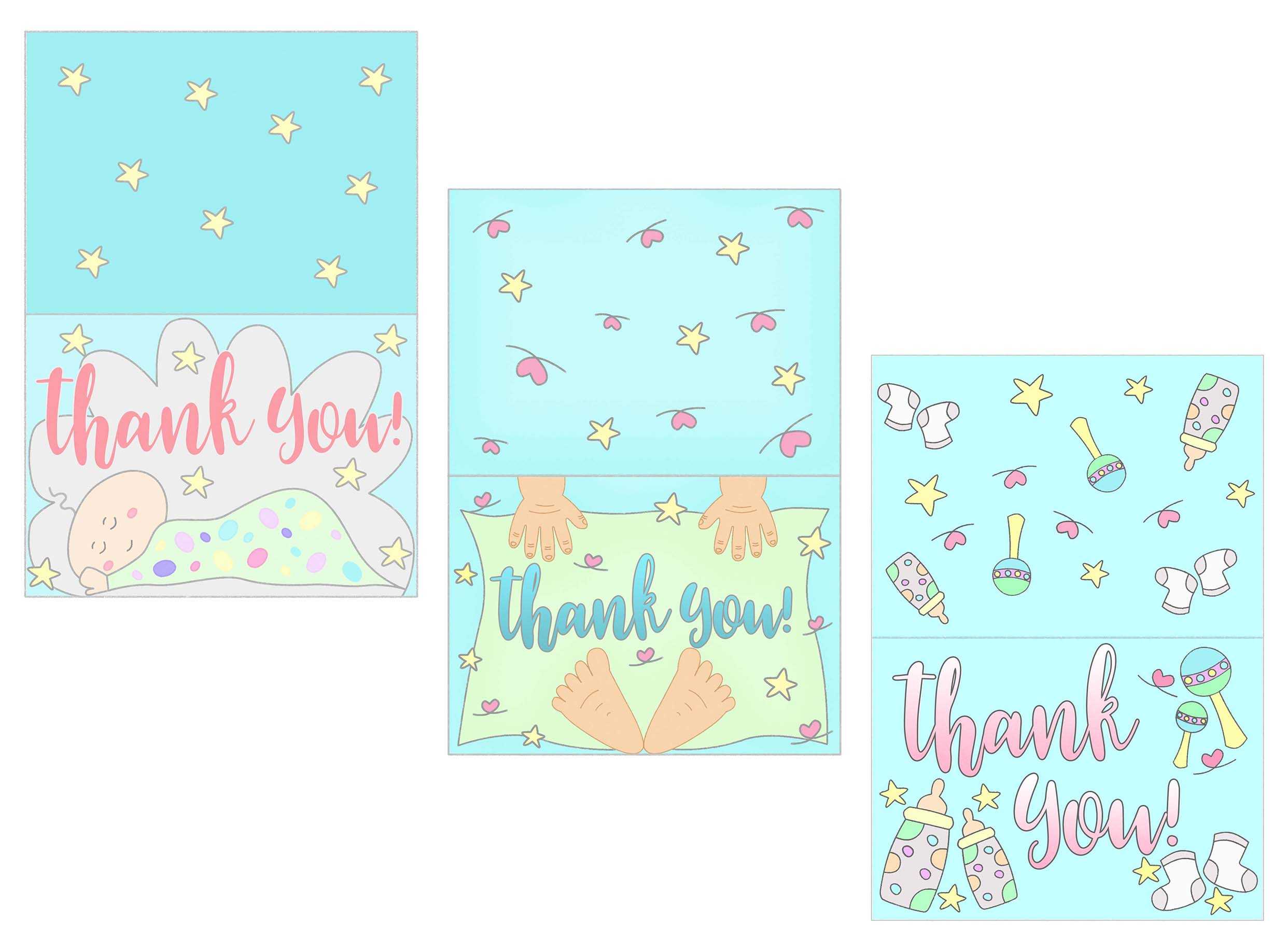 Baby Shower Thank You Cards Free Printable In Template For Baby Shower Thank You Cards