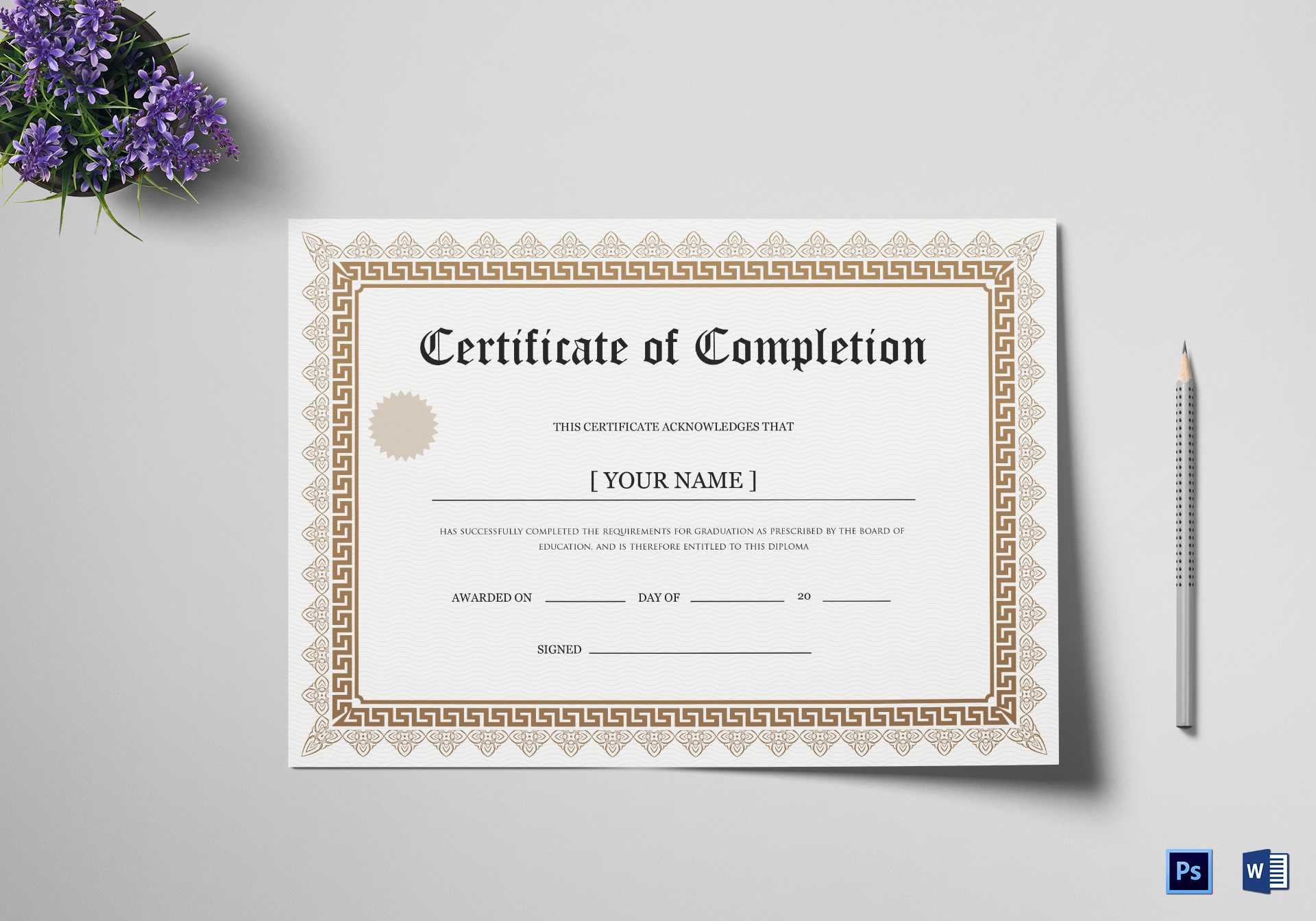 Bachelor Degree Completion Certificate Template Inside Masters Degree Certificate Template