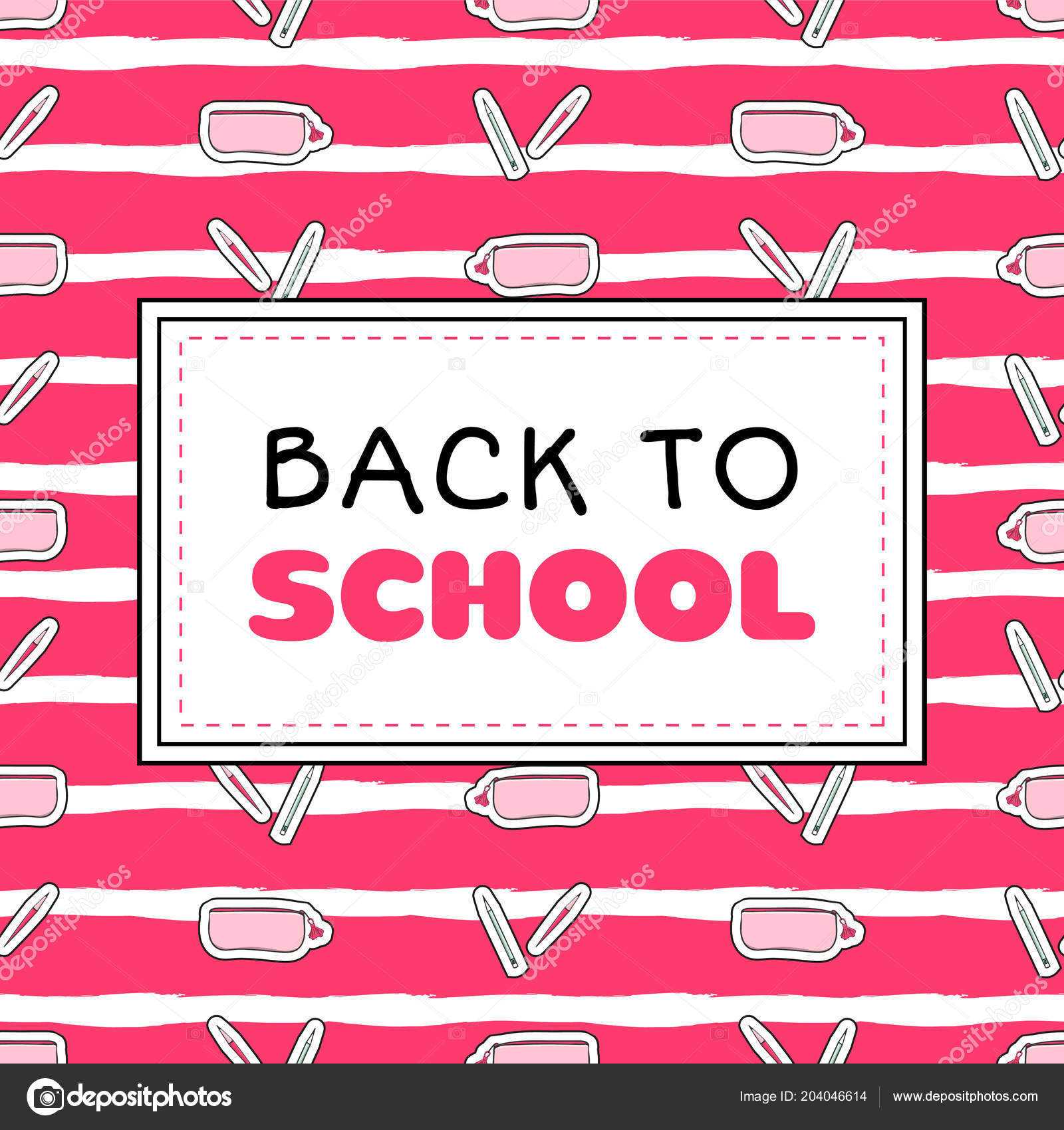 Back School Banner Template Vector Pink Girls Concept Inside College Banner Template