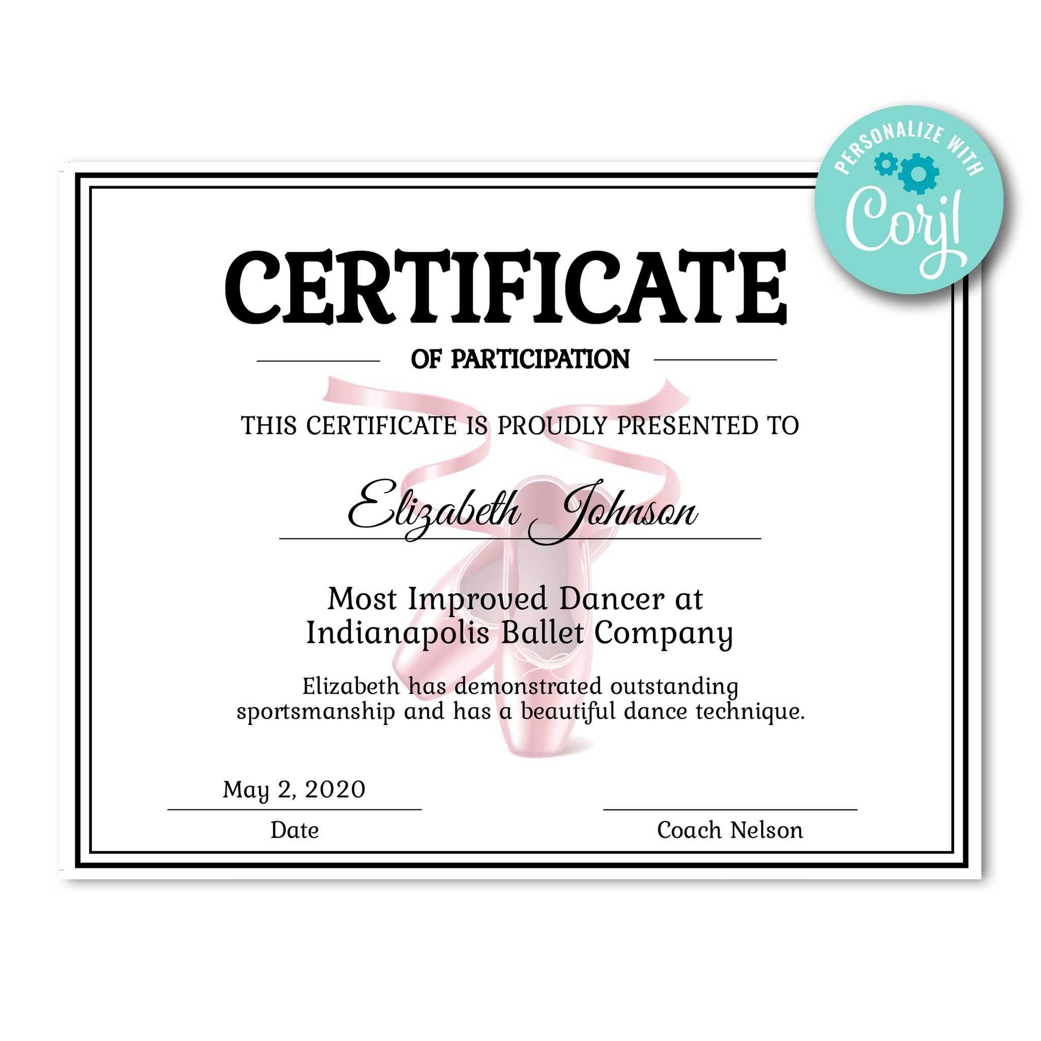 Ballet Certificate | Certificate Templates, Dance Technique Within Track And Field Certificate Templates Free
