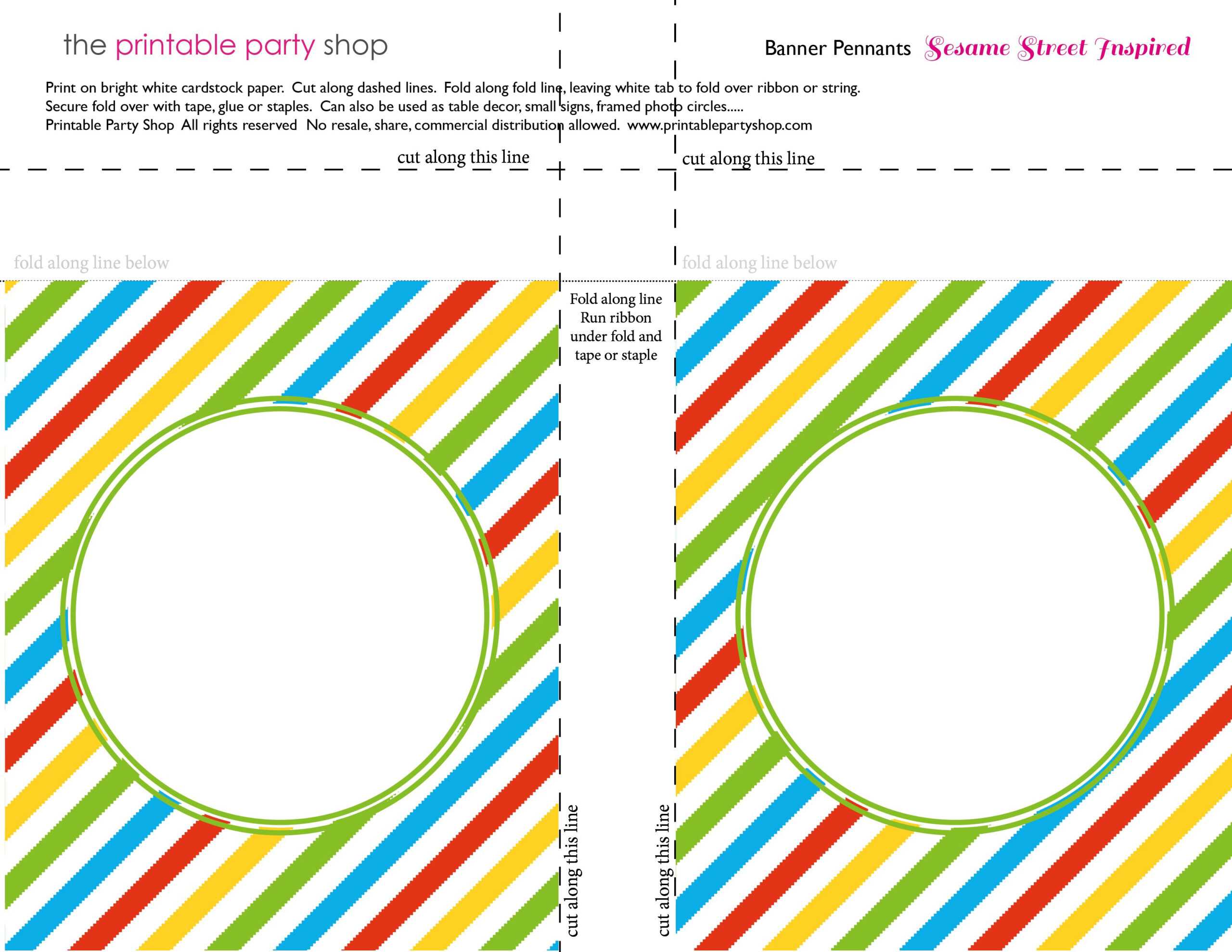 Banner Squares Stripes Sesame Street Printablepartyshop In Intended For Staples Banner Template