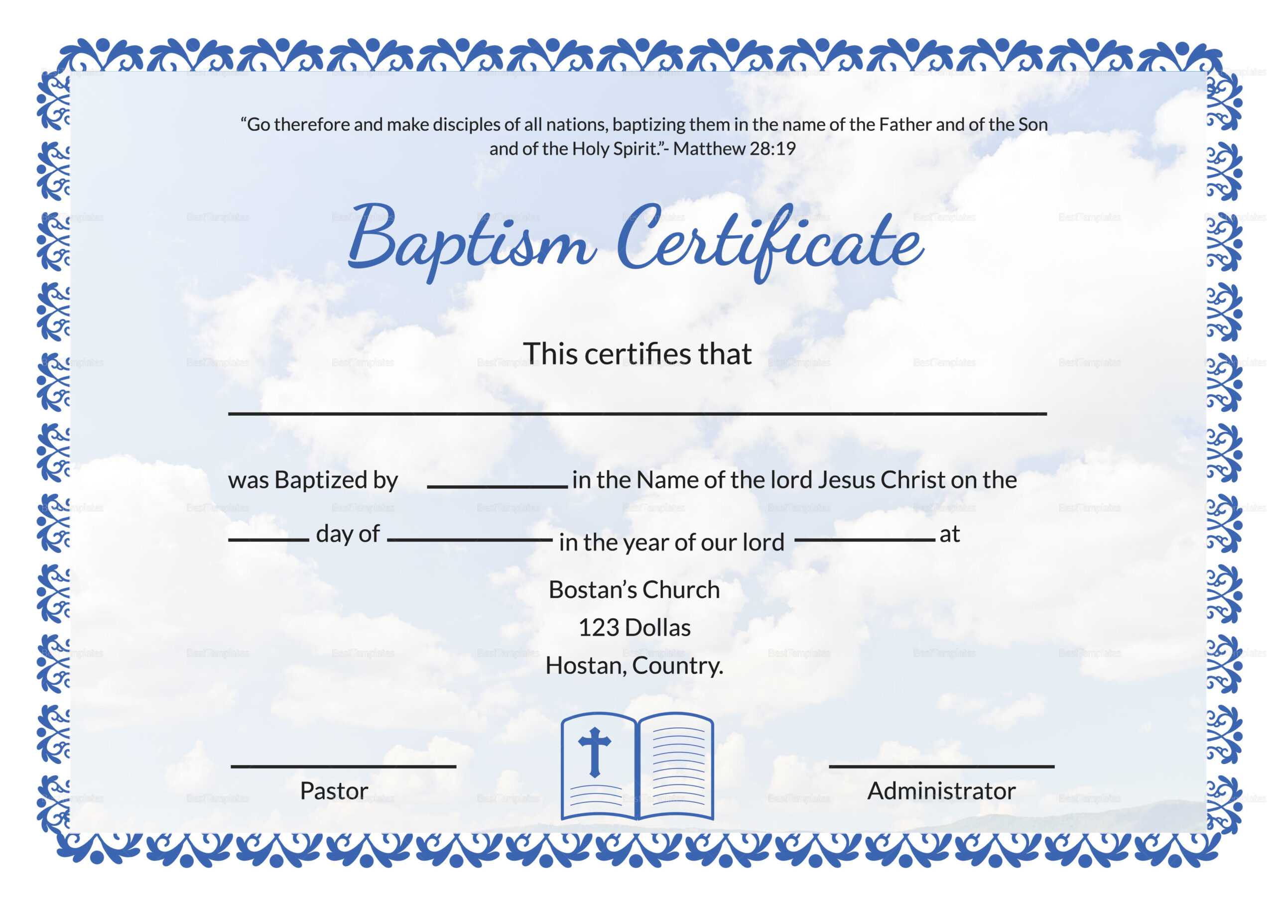 Baptism Certificate Template Word – Cumed With Christian Baptism Certificate Template