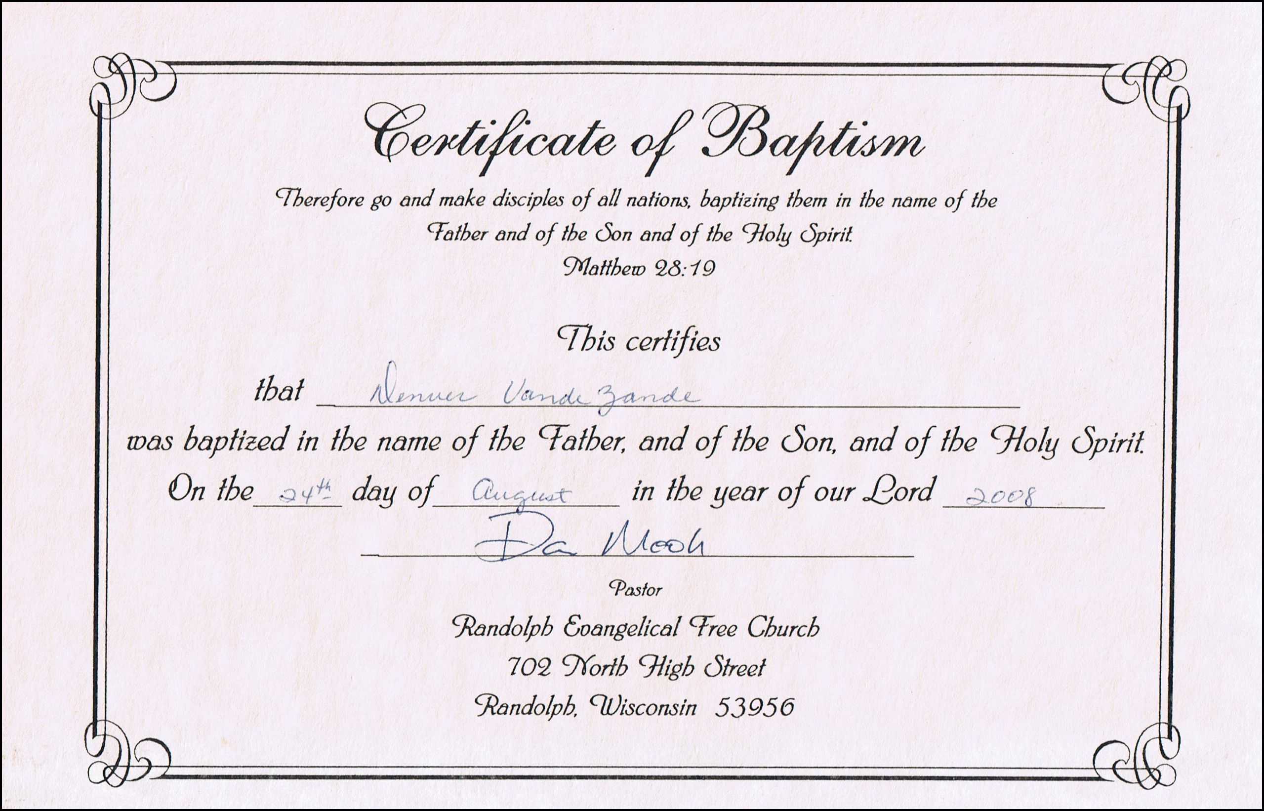 Baptism Certificate Templates For Word | Aspects Of Beauty In Baby Death Certificate Template