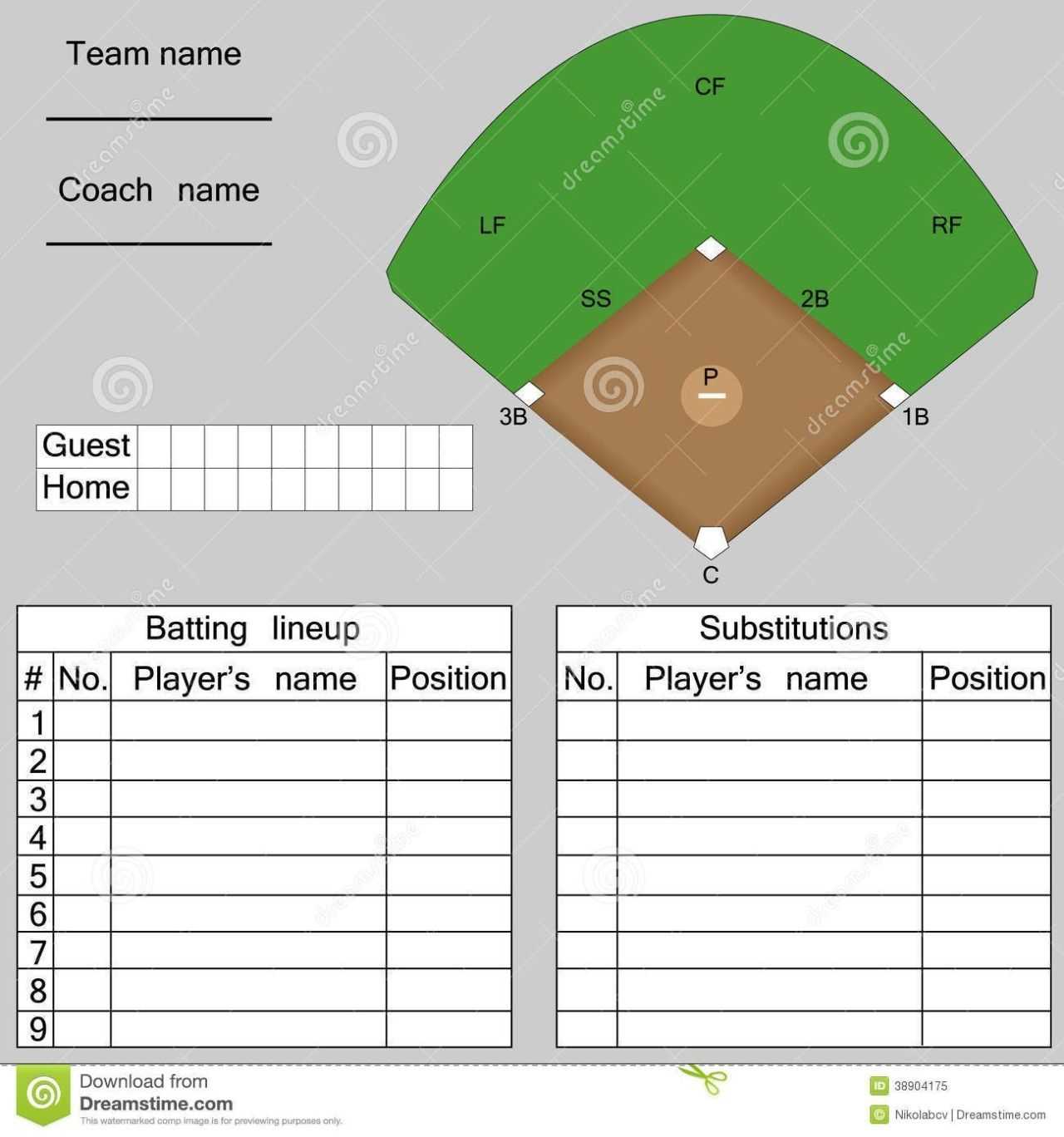 Baseball Lineup Card Template – Free Download | Baseball Pertaining To Dugout Lineup Card Template