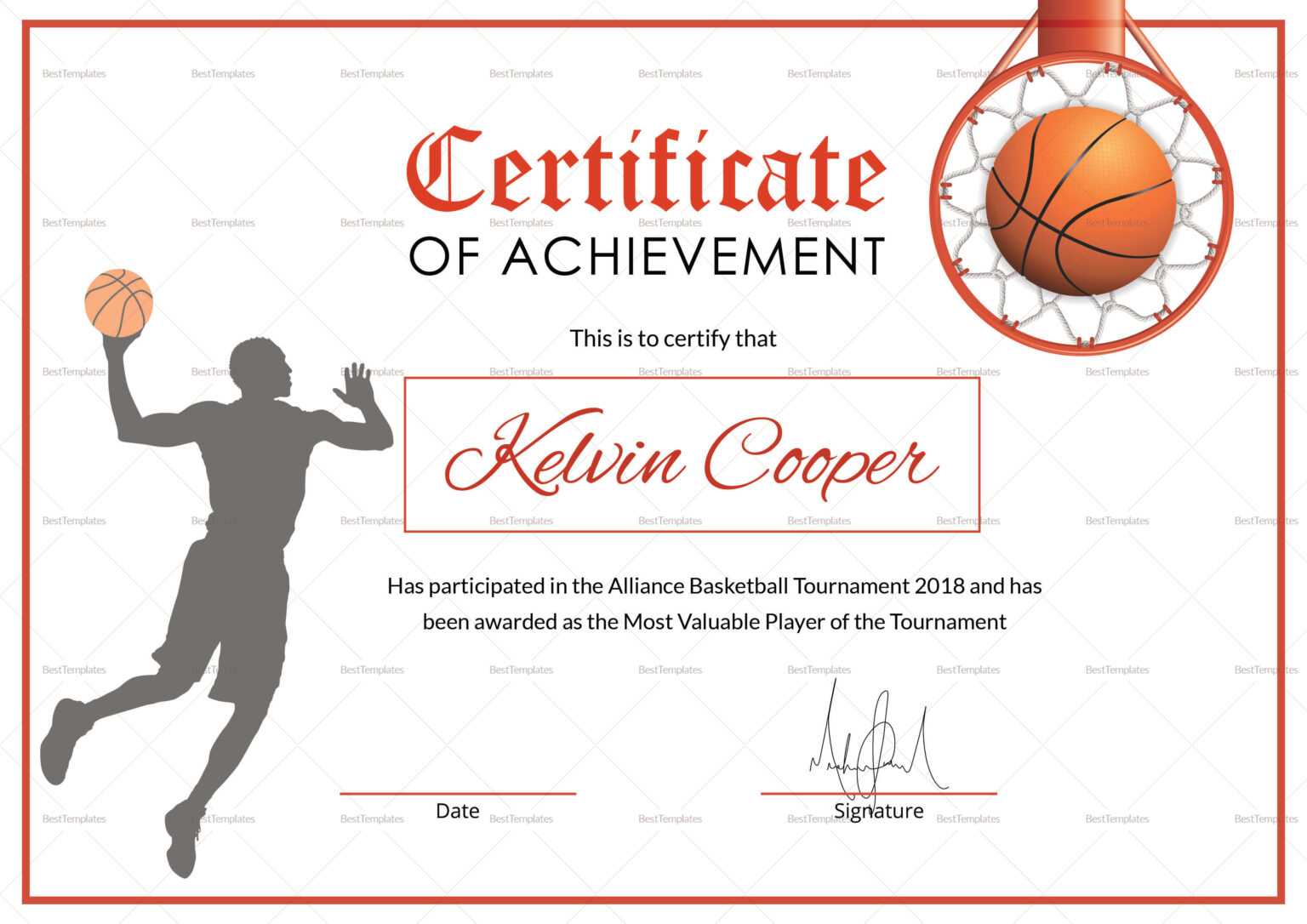 Basketball Certificate Template Douglasbaseball com