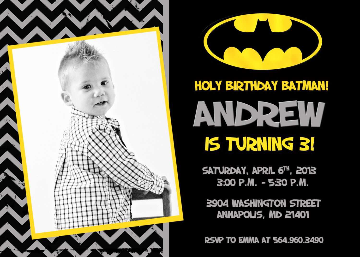 Batman Birthday Party Invitation Printable Pertaining To Batman Birthday Card Template