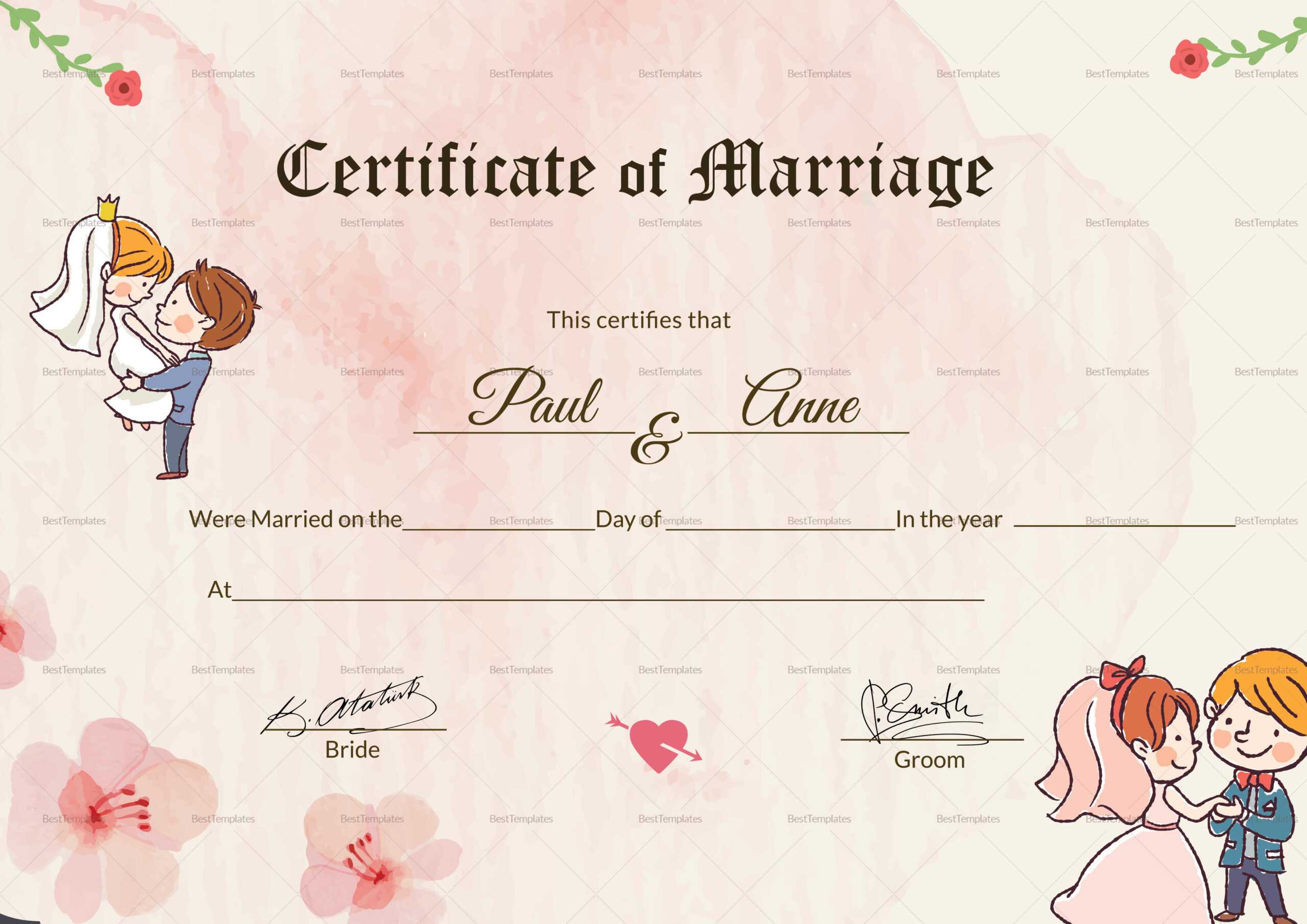Beautiful Antique Marriage Certificate Template Regarding Beautiful Certificate Templates