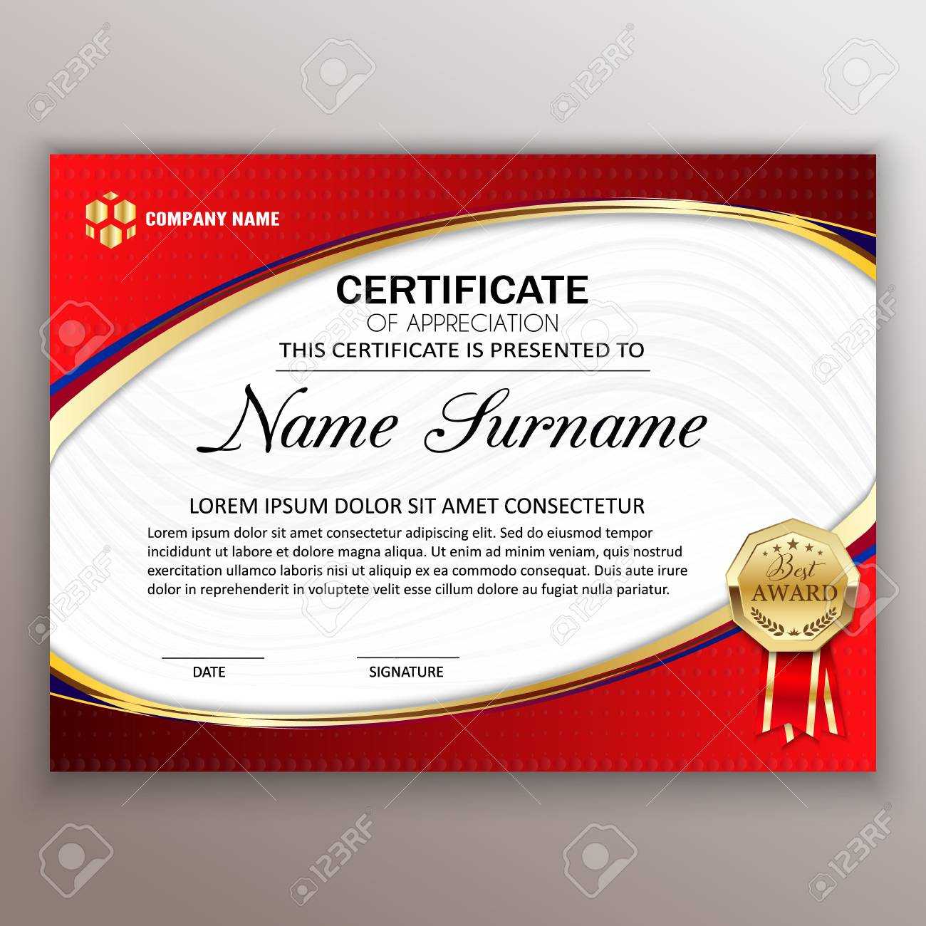 Beautiful Certificate Template Design With Best Award Symbol Intended For Beautiful Certificate Templates
