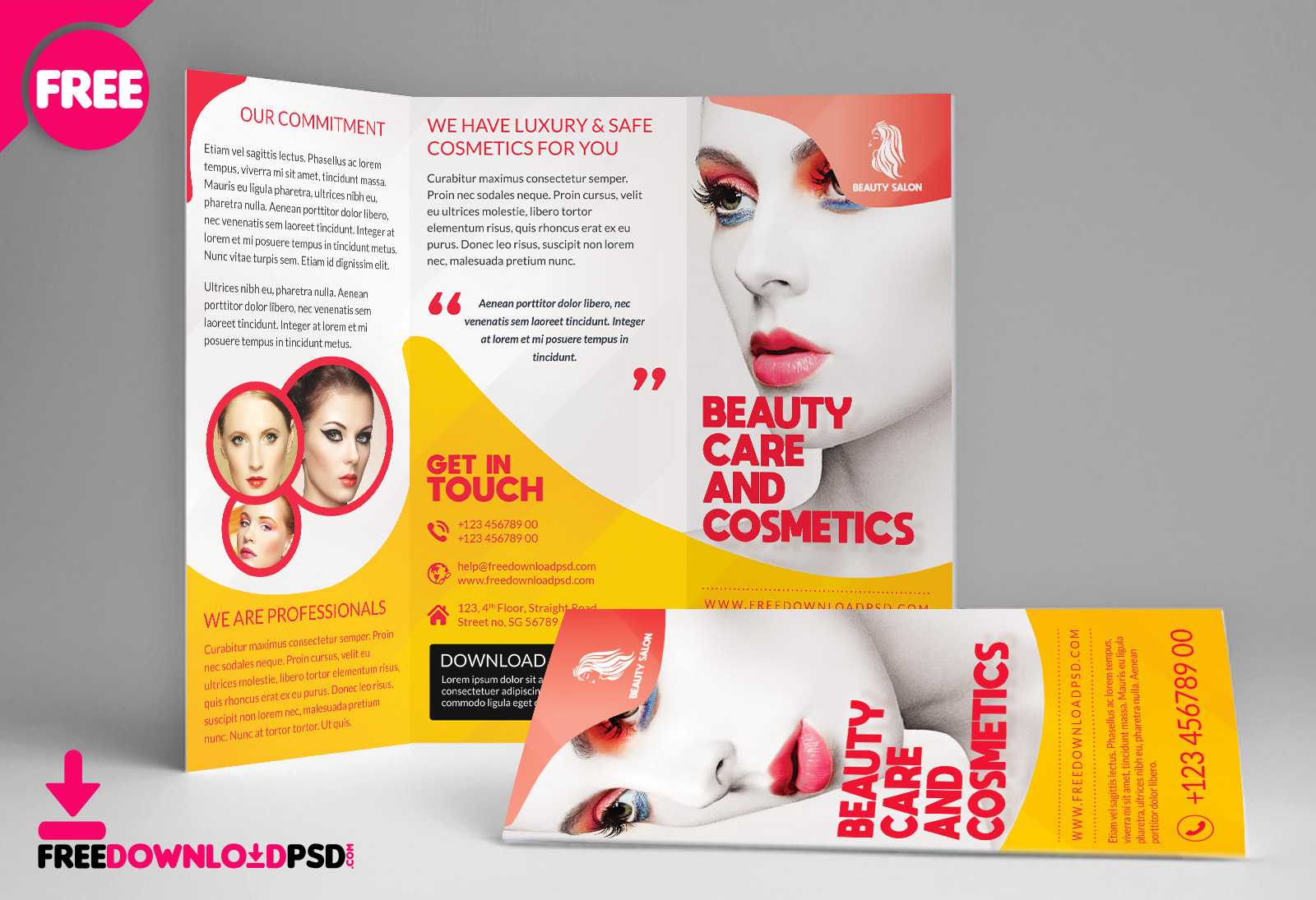 Beauty Salon Trifold Brochure Template | Freedownloadpsd Inside Creative Brochure Templates Free Download