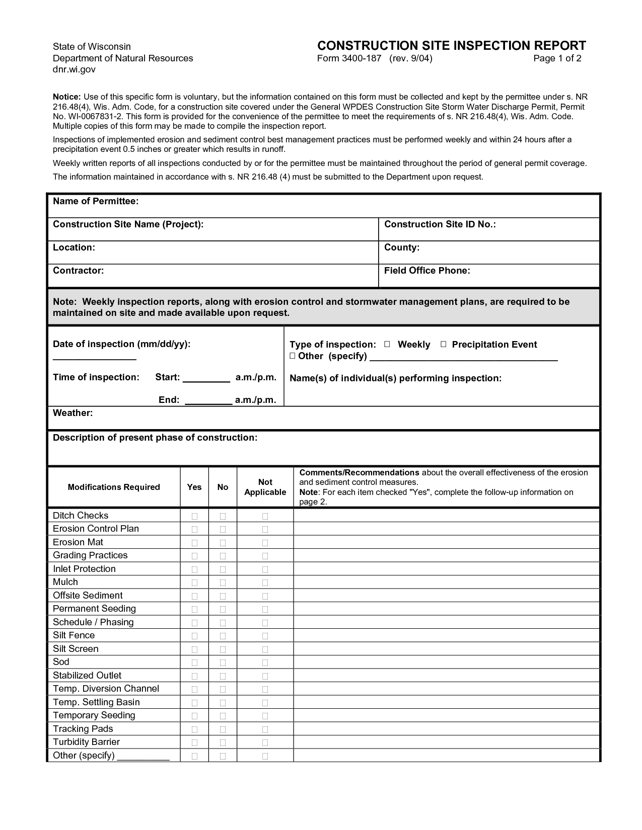 Inspection Report Template Gambaran