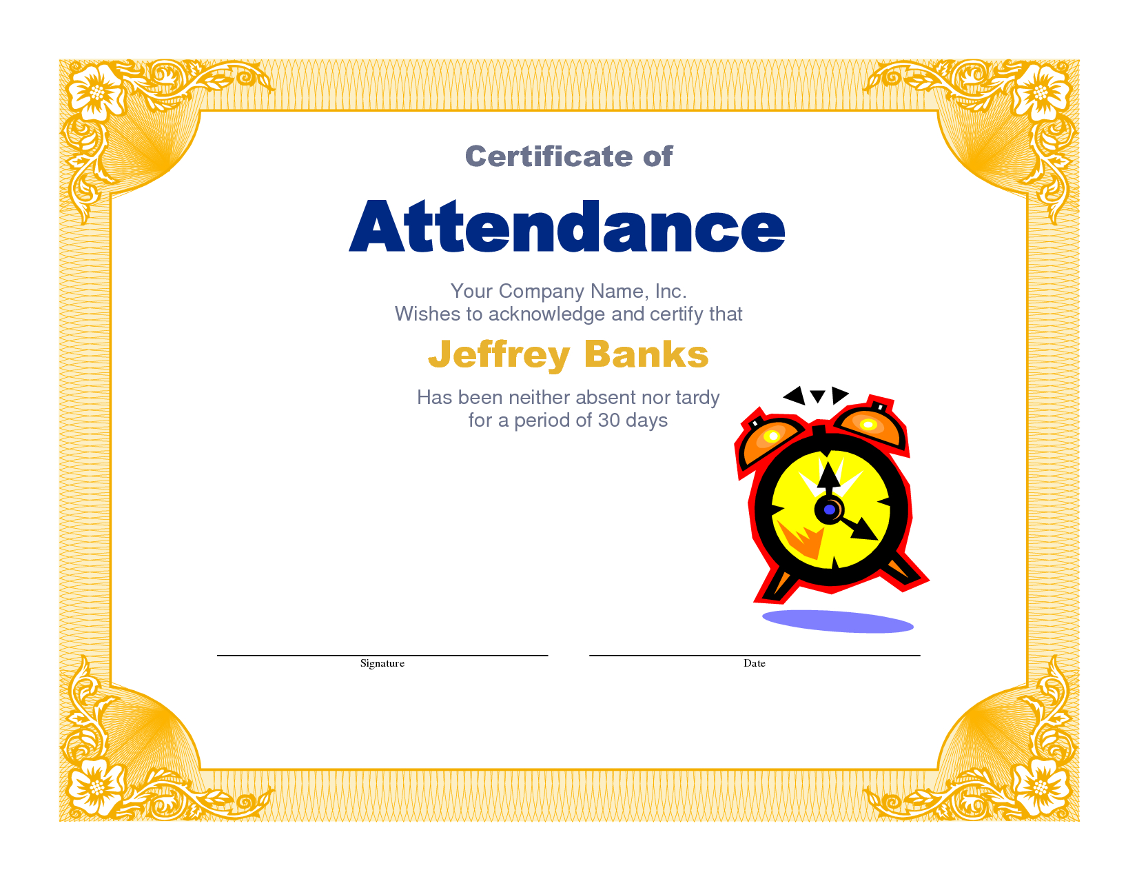 Best Photos Of Microsoft Certificate Of Attendance Intended For Perfect Attendance Certificate Free Template