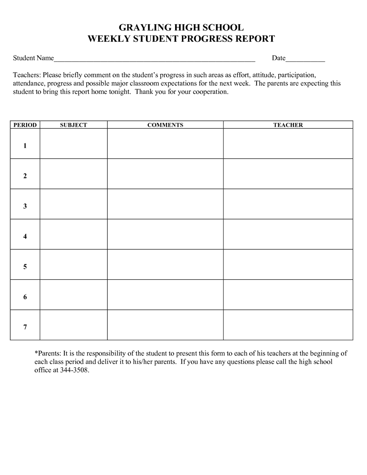 Best Photos Of Student Progress Report Template Pdf School Inside 