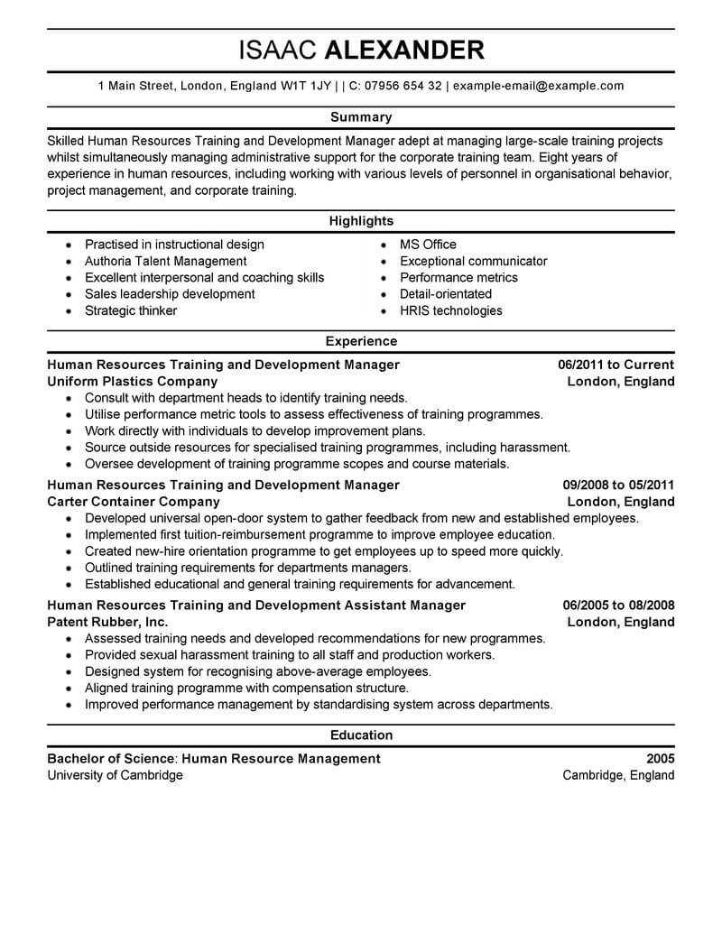 Best Training And Development Resume Example | Livecareer Within Training Summary Report Template
