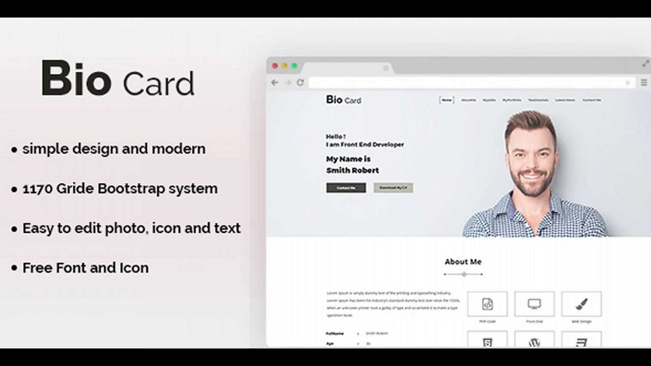 Biocard – Personal Portfolio Psd Template | Themeforest With Bio Card Template