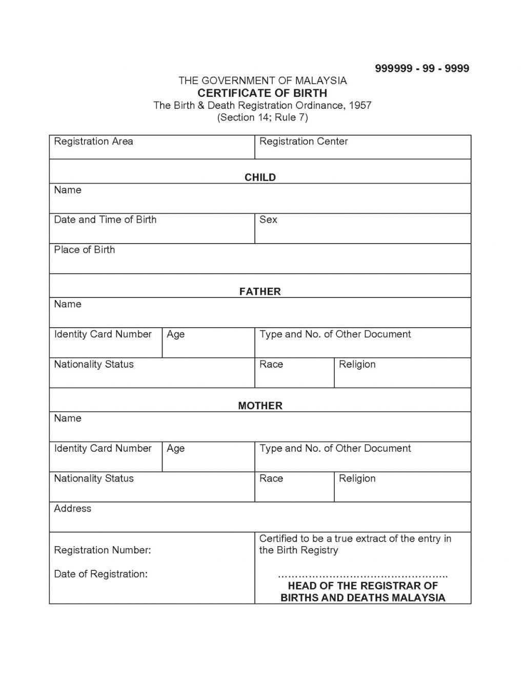 Birth Certificate El Salvador Sample Of Death In English Throughout Baby Death Certificate Template