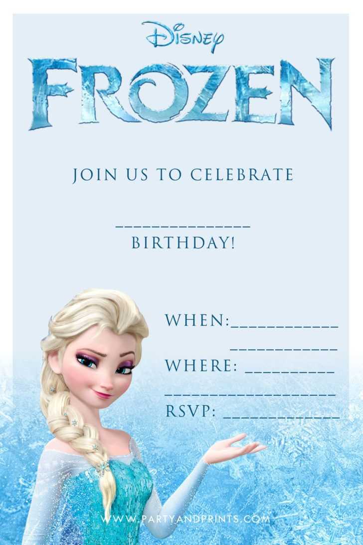 Birthday. Disney Frozen Blank Birthday Party Invitation Pertaining To Frozen Birthday Card Template