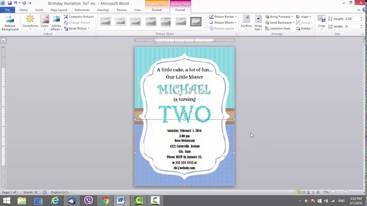 Birthday Invitation Template For Ms Word For Birthday Card Intended For Microsoft Word Birthday Card Template