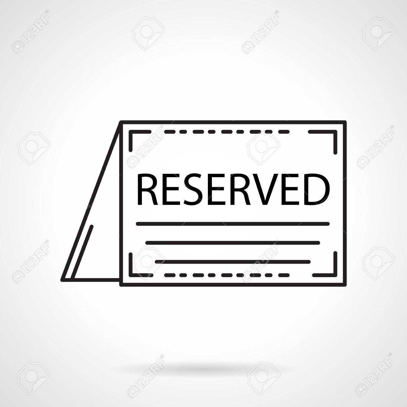 Black Flat Line Vector Icon For Reservation Table Folded Card.. With Table Reservation Card Template