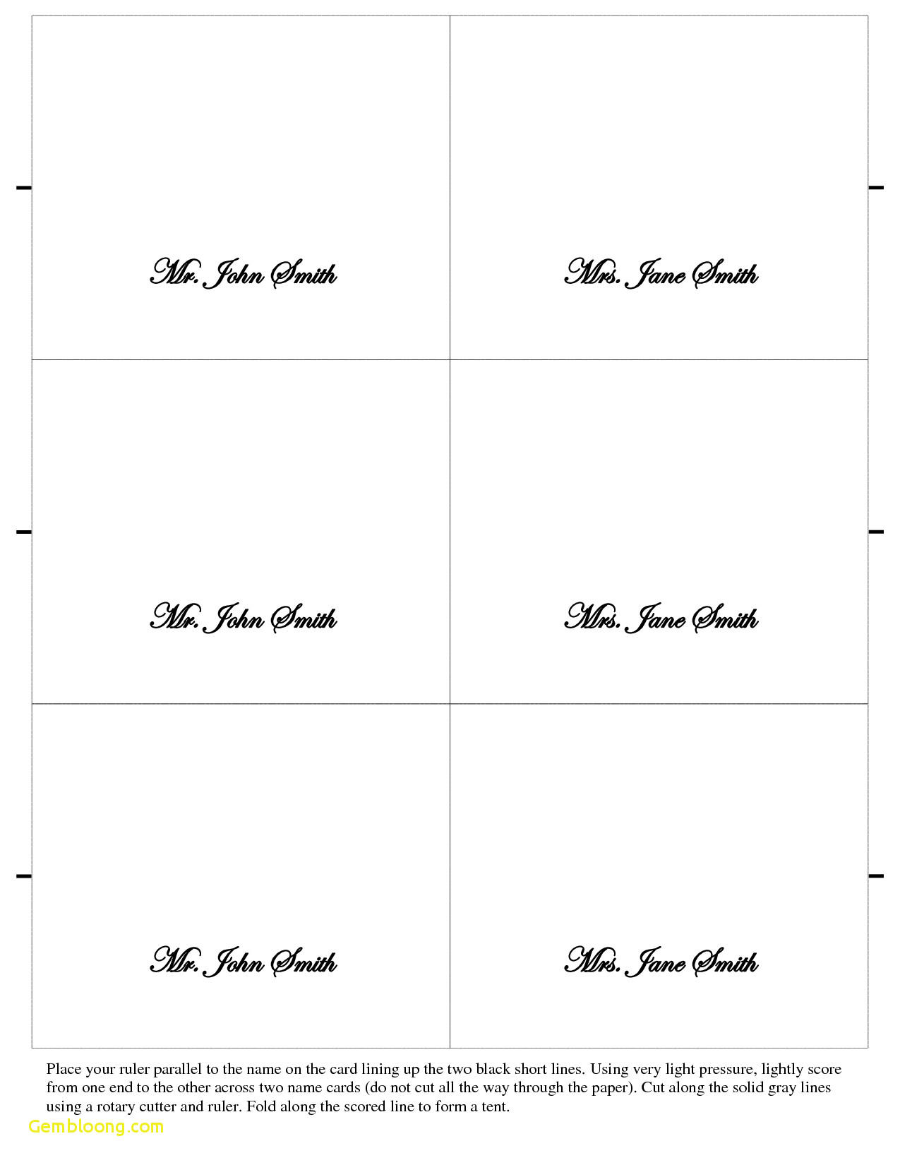 Blank Fold Over Place Card Template Pertaining To Imprintable Place Cards Template