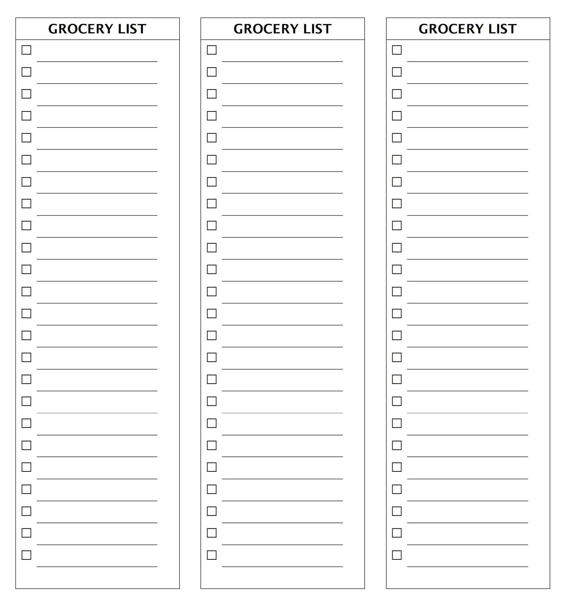 Blank Grocery List Template | Simple Grocery List, Printable In Blank Grocery Shopping List Template