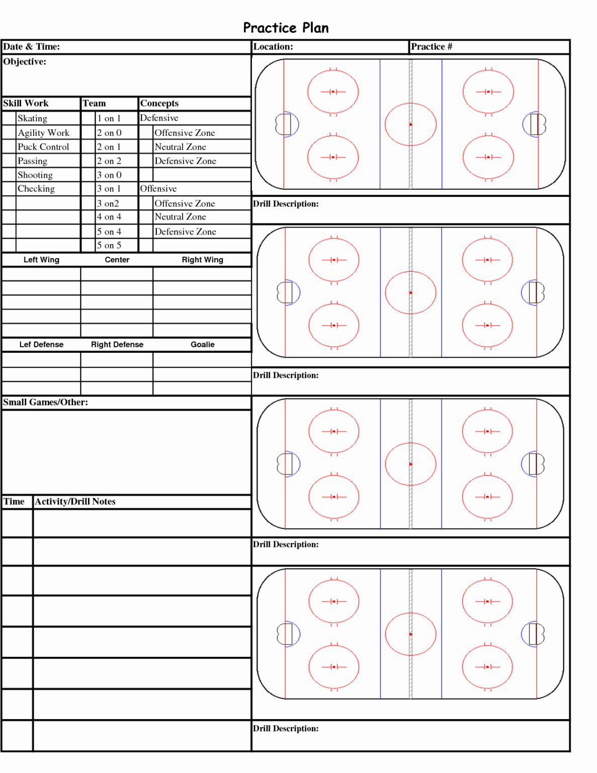 Blank Hockey Practice Plan Template Douglasbaseball