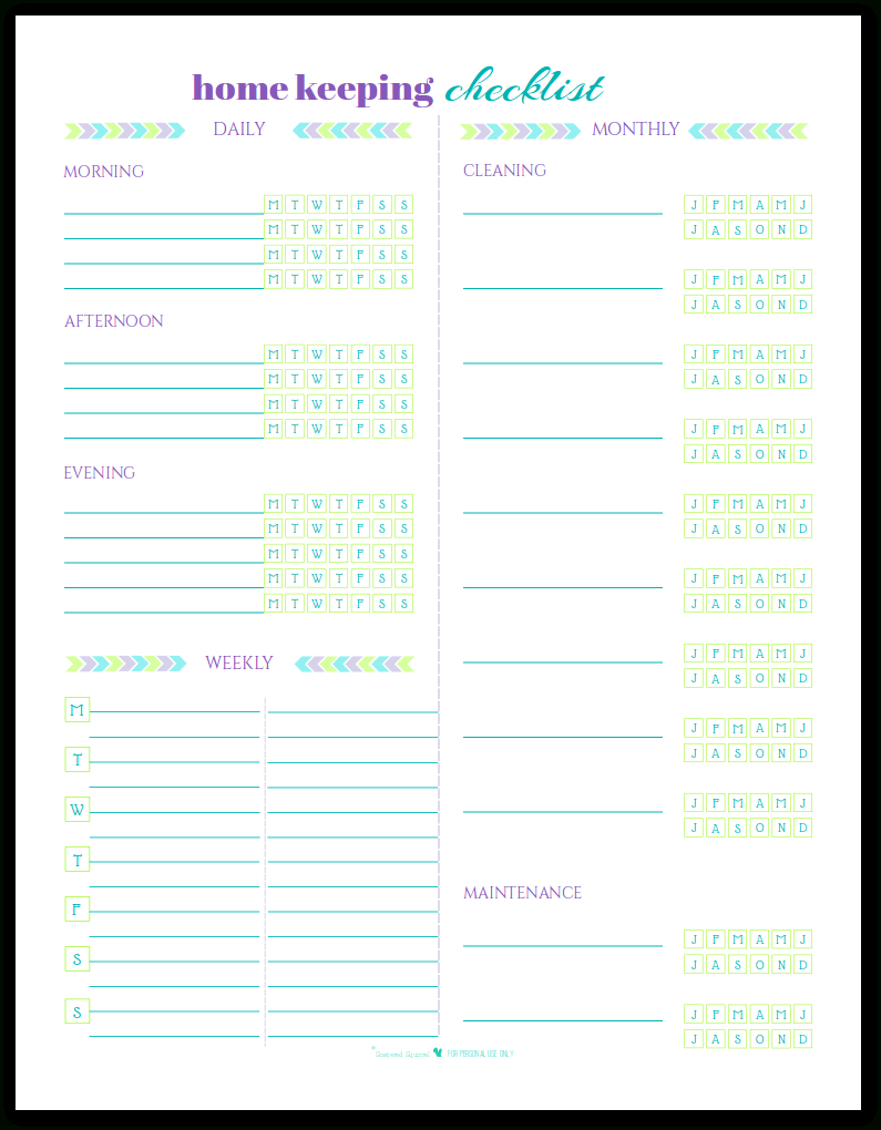 Blank Home Keeping Checklist Printables With Blank Cleaning Schedule Template
