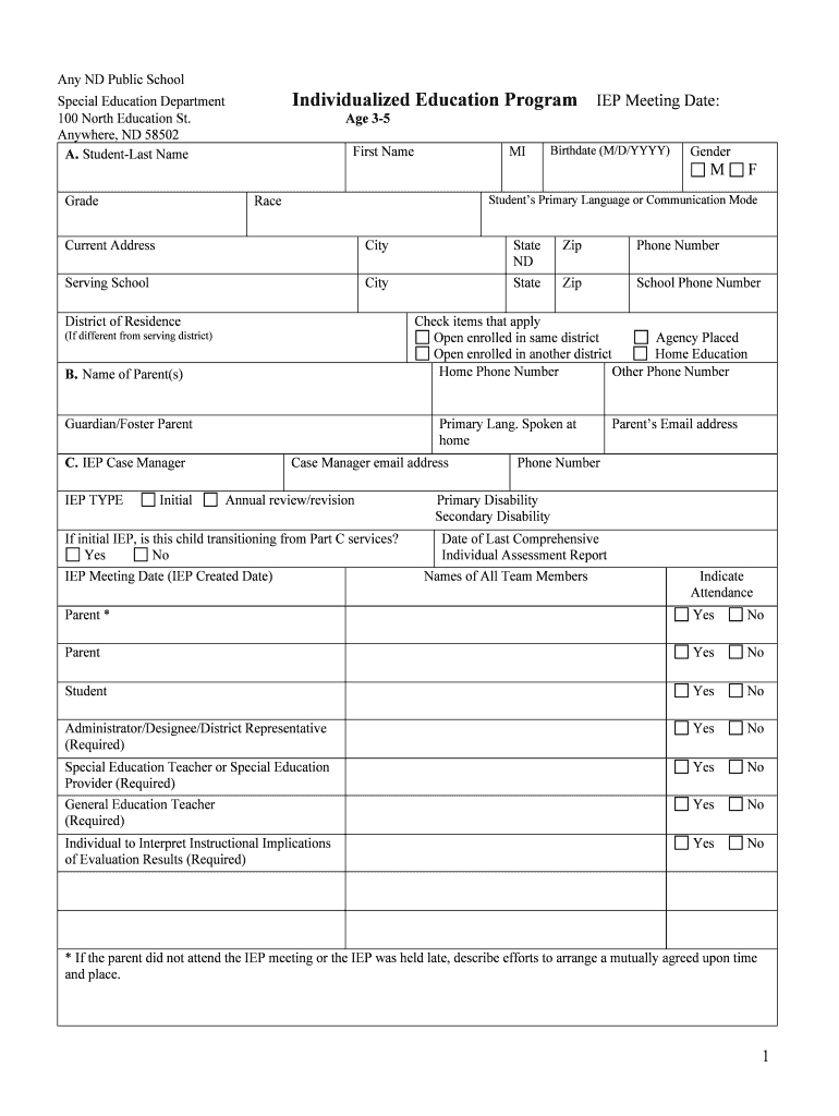 Blank Iep Form – Fill Online, Printable, Fillable, Blank In Blank Iep Template