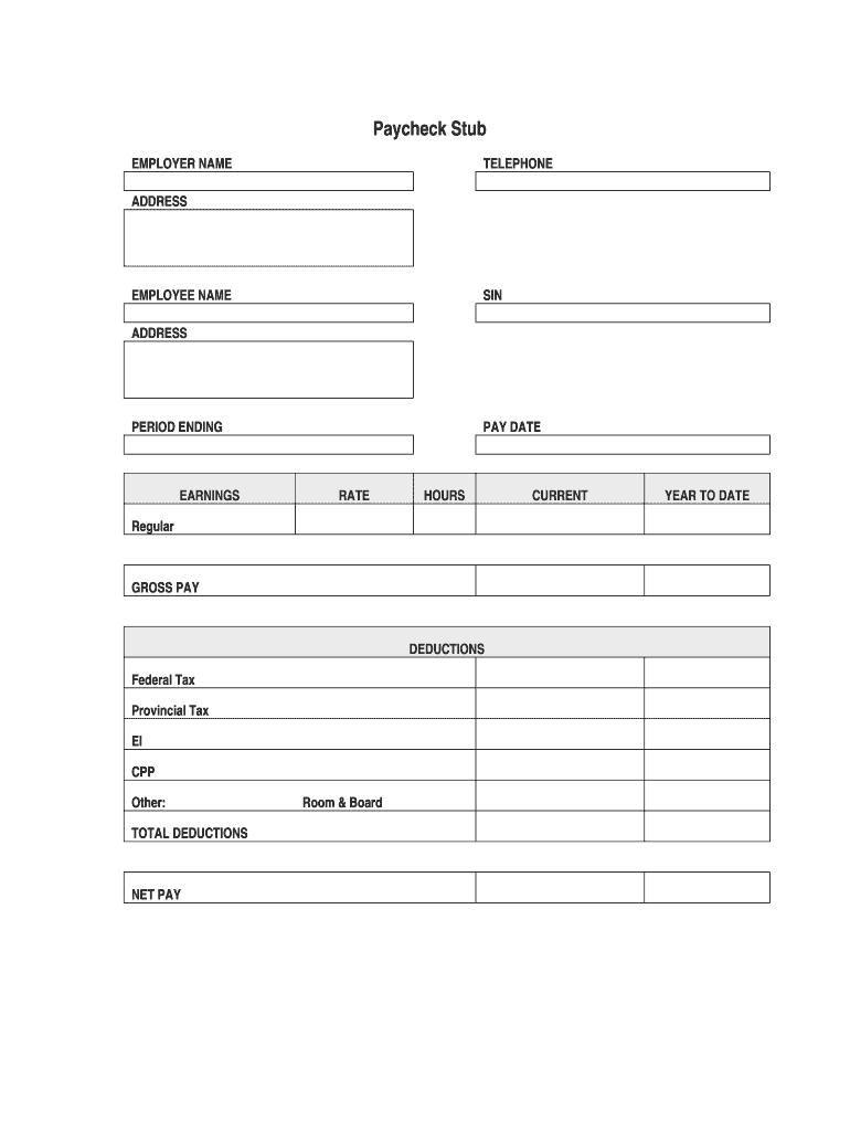 Blank Pay Stubs Template – Fill Online, Printable, Fillable Inside Blank Pay Stub Template Word