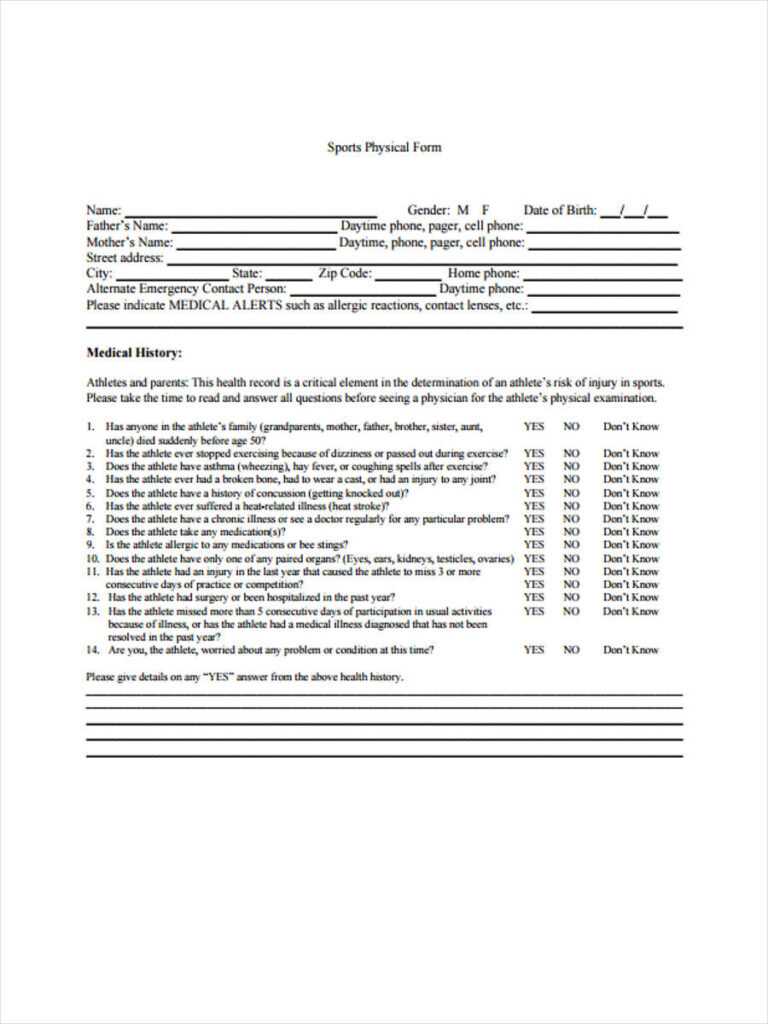 History And Physical Template Word