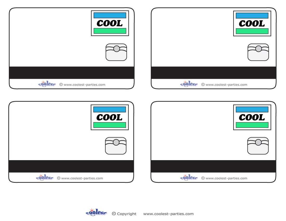 Blank Printable Cool Credit Card Thank You Cards For A Mall With Credit Card Template For Kids