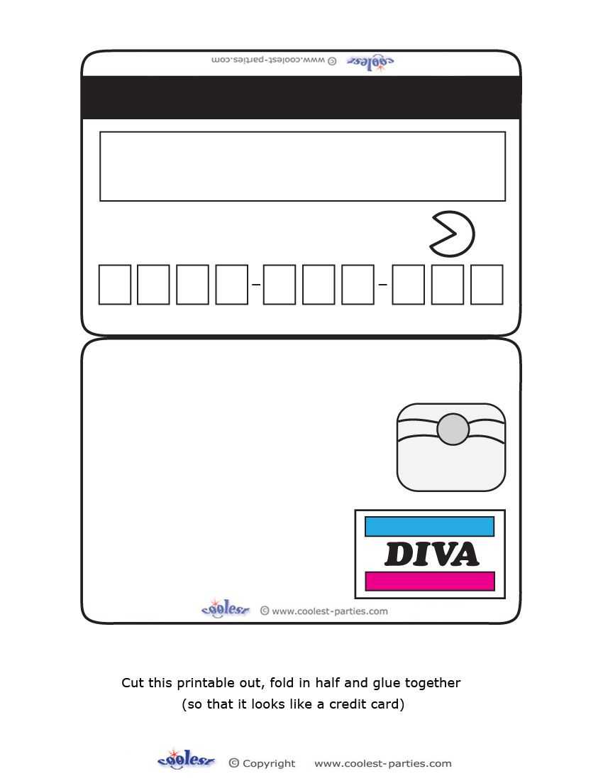Blank Printable Diva Credit Card Invitations - Coolest Free Inside Credit Card Template For Kids