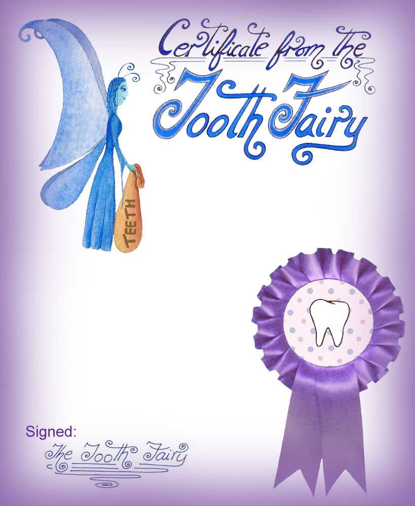 Blank Purple Tooth Fairy Certificate | Rooftop Post Printables Regarding Tooth Fairy Certificate Template Free