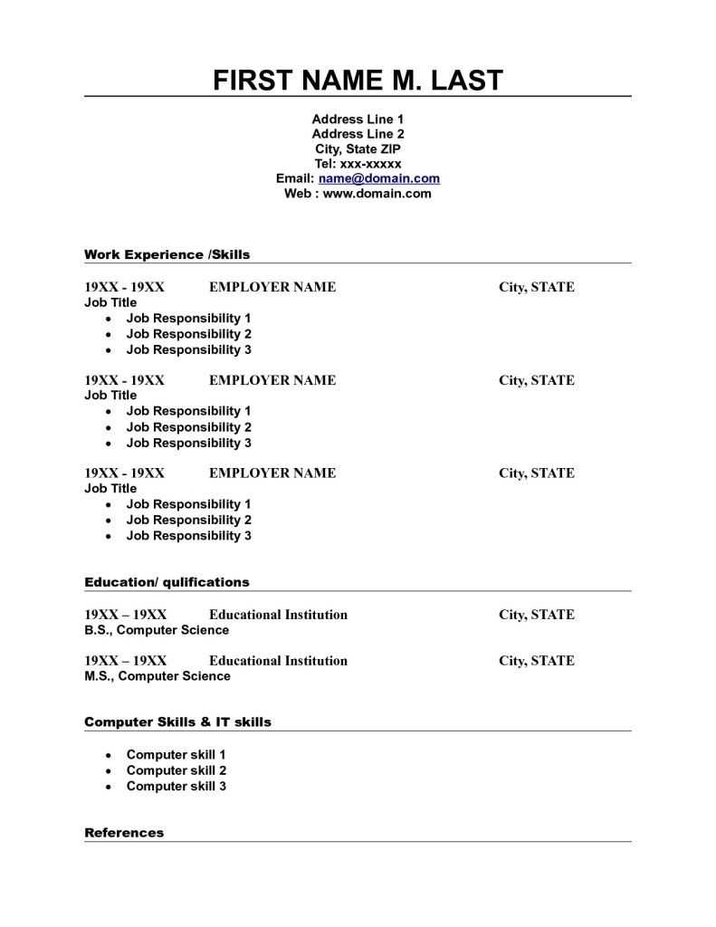 Blank Resume Template Word | Free Printable Resume, Sample In Free Blank Resume Templates For Microsoft Word