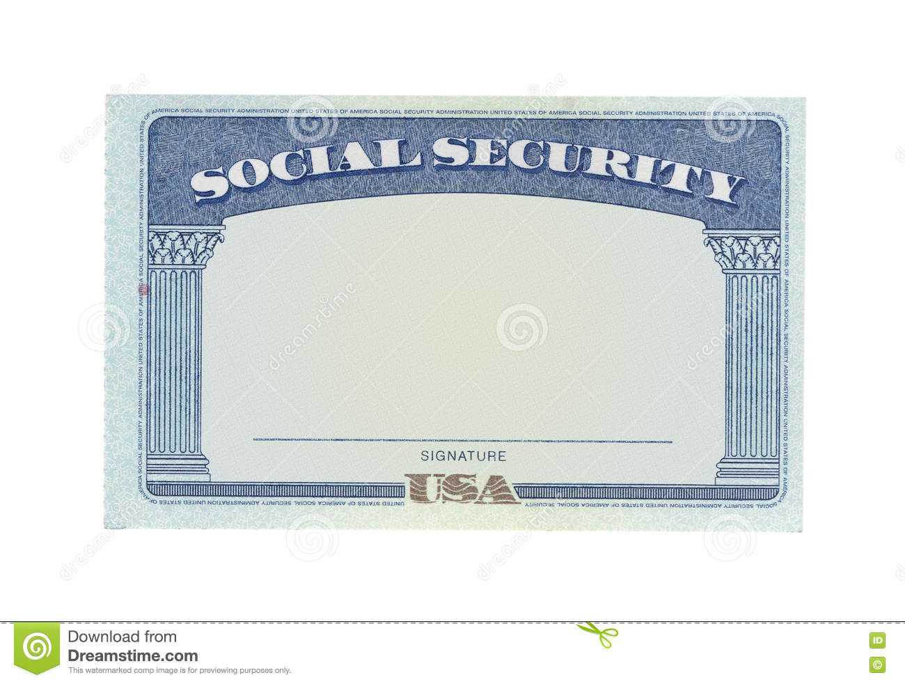 Blank Social Security Card Stock Photo. Image Of Money Throughout Ss Card Template