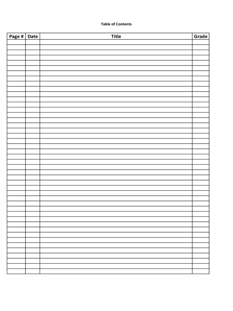 Blank Table Of Contents Template - Edit, Fill, Sign Online Intended For Blank Table Of Contents Template Pdf