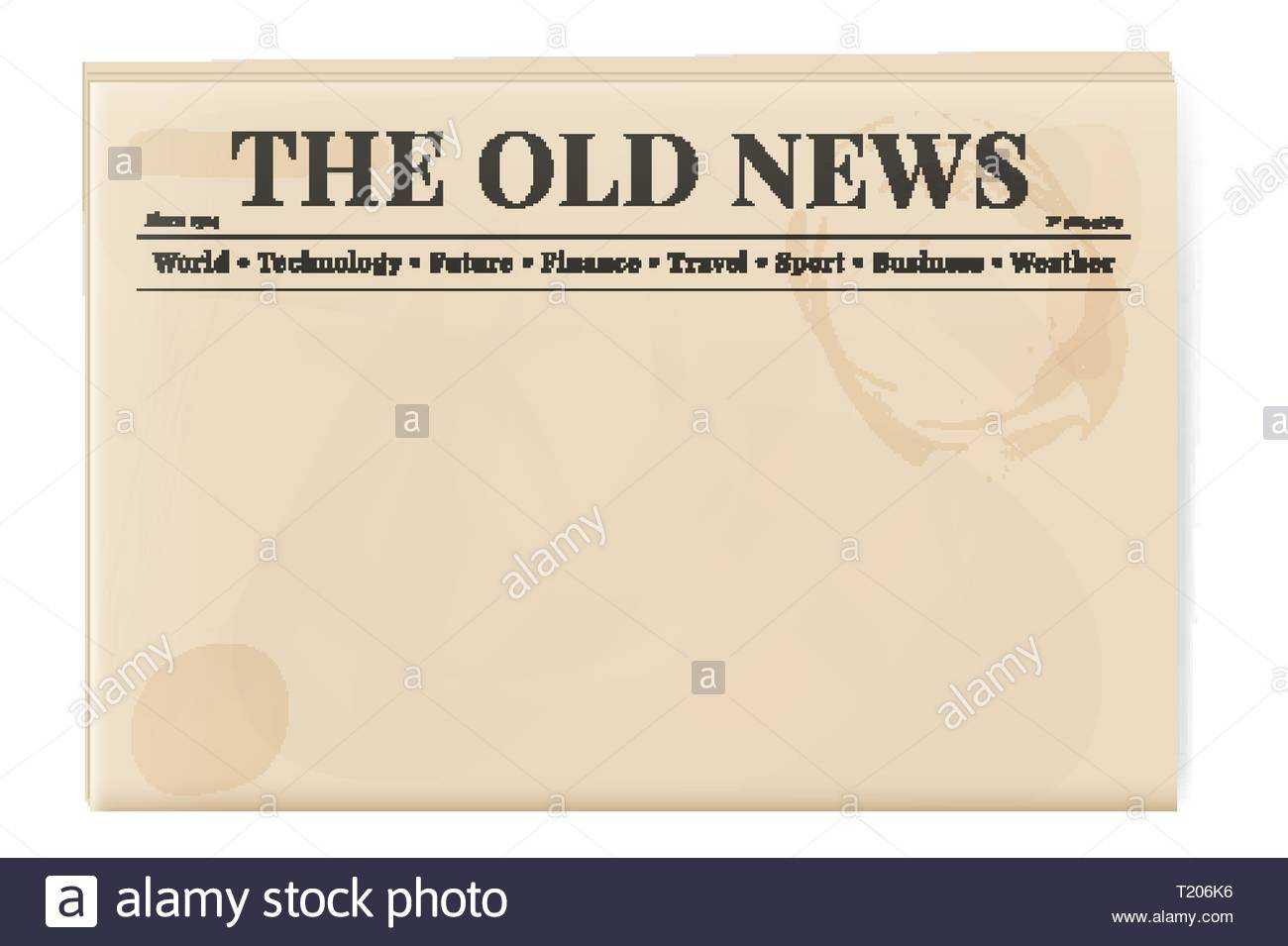 Blank Template Of A Retro Newspaper. Folded Cover Page Of A Intended For Blank Old Newspaper Template