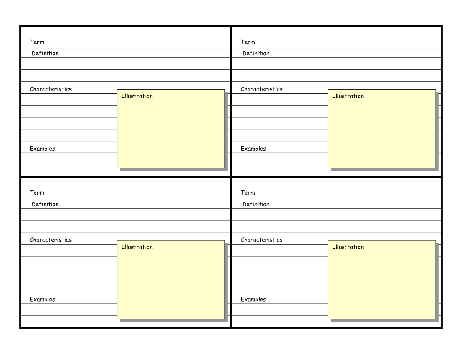 Vocabulary Word Card Template